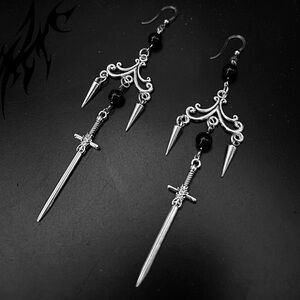 Black and Silver Sword Earrings  . ♱ ♱ ♱
